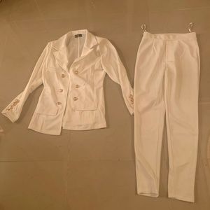 Two piece white suit